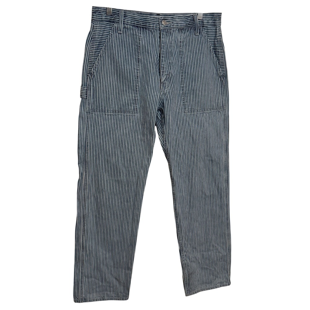 Levi's Premium 555 Jeans 32x32 Relaxed Straight Utility Hickory Stripe Carpenter